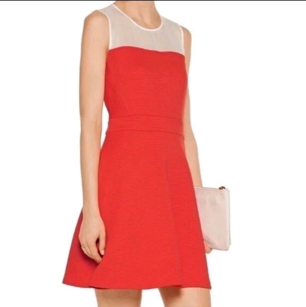 Sandro Paris Women's Sleeveless Mesh Mini Orange Casual Classic Dress Size M